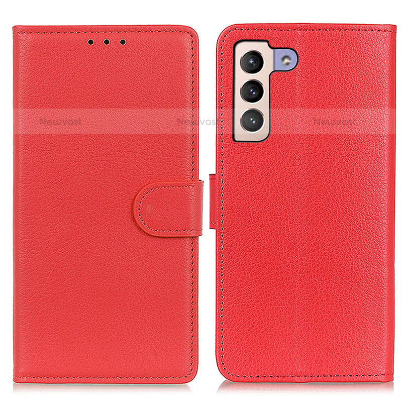 Leather Case Stands Flip Cover Holder A03D for Samsung Galaxy S21 FE 5G Red