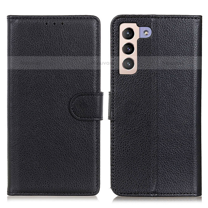 Leather Case Stands Flip Cover Holder A03D for Samsung Galaxy S22 5G Black