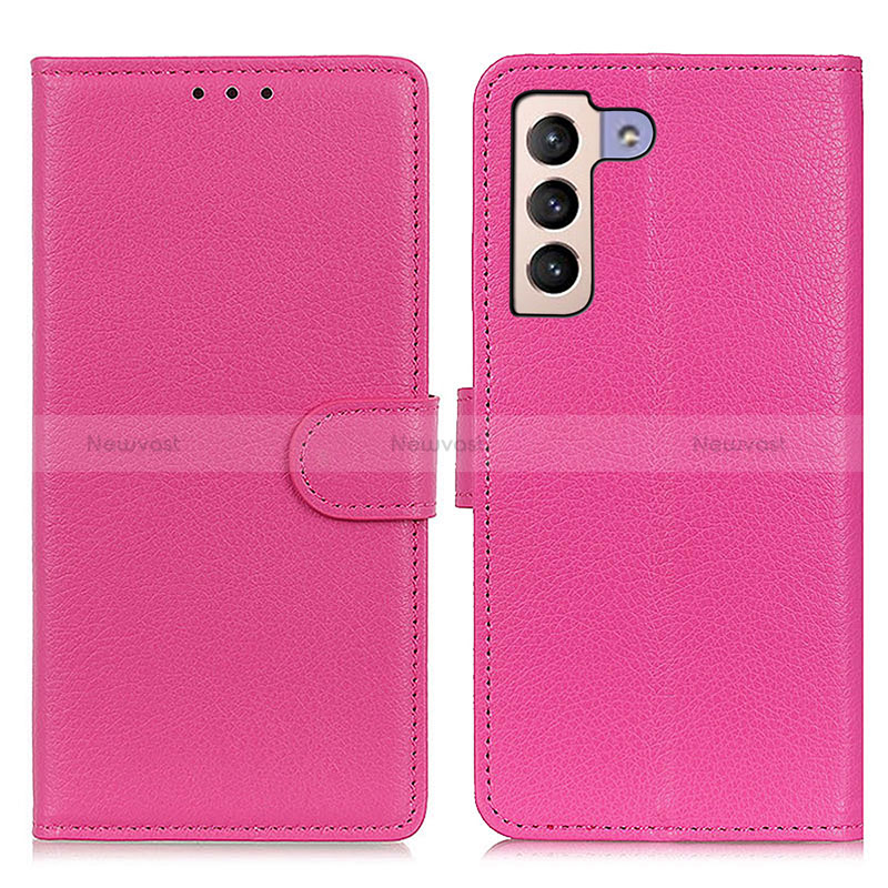 Leather Case Stands Flip Cover Holder A03D for Samsung Galaxy S22 Plus 5G Hot Pink