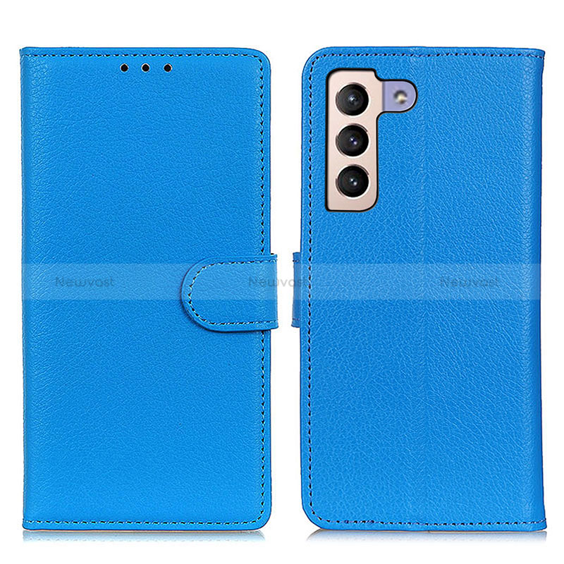 Leather Case Stands Flip Cover Holder A03D for Samsung Galaxy S22 Plus 5G Sky Blue