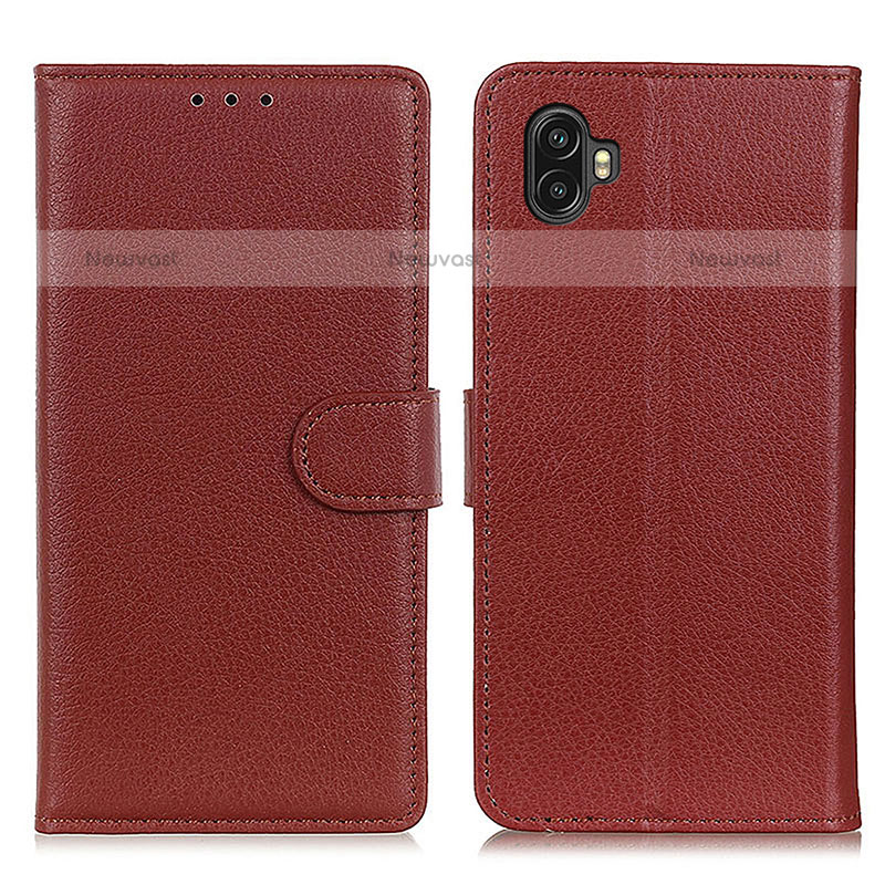 Leather Case Stands Flip Cover Holder A03D for Samsung Galaxy Xcover Pro 2 5G Brown