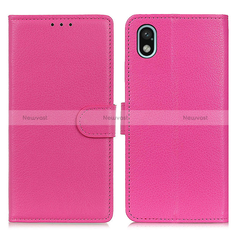 Leather Case Stands Flip Cover Holder A03D for Sony Xperia Ace III Hot Pink