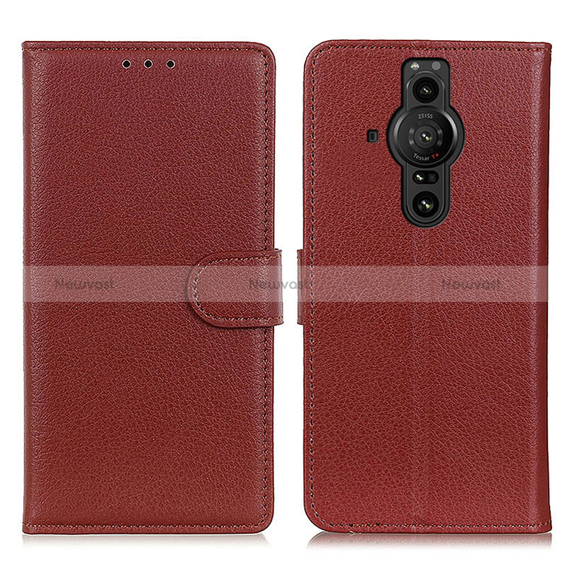 Leather Case Stands Flip Cover Holder A03D for Sony Xperia PRO-I Brown