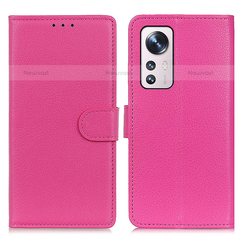 Leather Case Stands Flip Cover Holder A03D for Xiaomi Mi 12S 5G Hot Pink