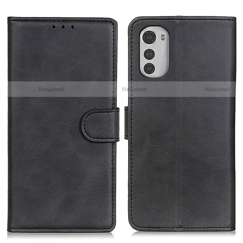 Leather Case Stands Flip Cover Holder A04D for Motorola Moto E32s Black