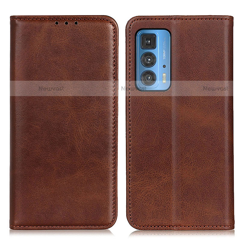 Leather Case Stands Flip Cover Holder A04D for Motorola Moto Edge 20 Pro 5G Brown