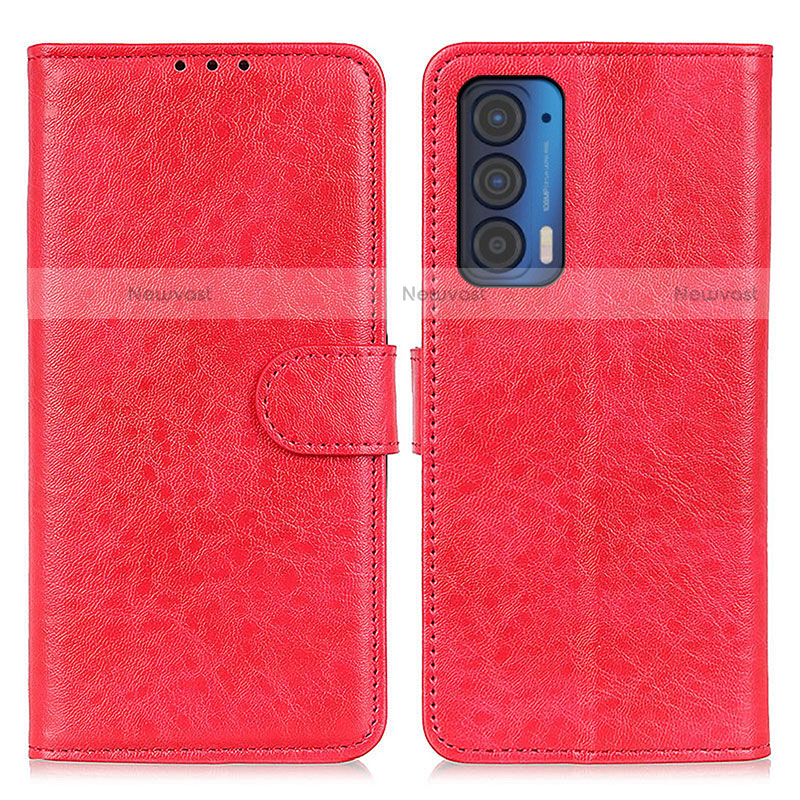 Leather Case Stands Flip Cover Holder A04D for Motorola Moto Edge (2021) 5G Red