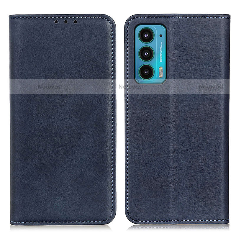 Leather Case Stands Flip Cover Holder A04D for Motorola Moto Edge Lite 5G Blue