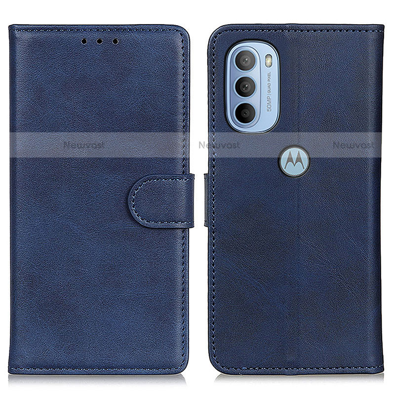 Leather Case Stands Flip Cover Holder A04D for Motorola Moto G31 Blue