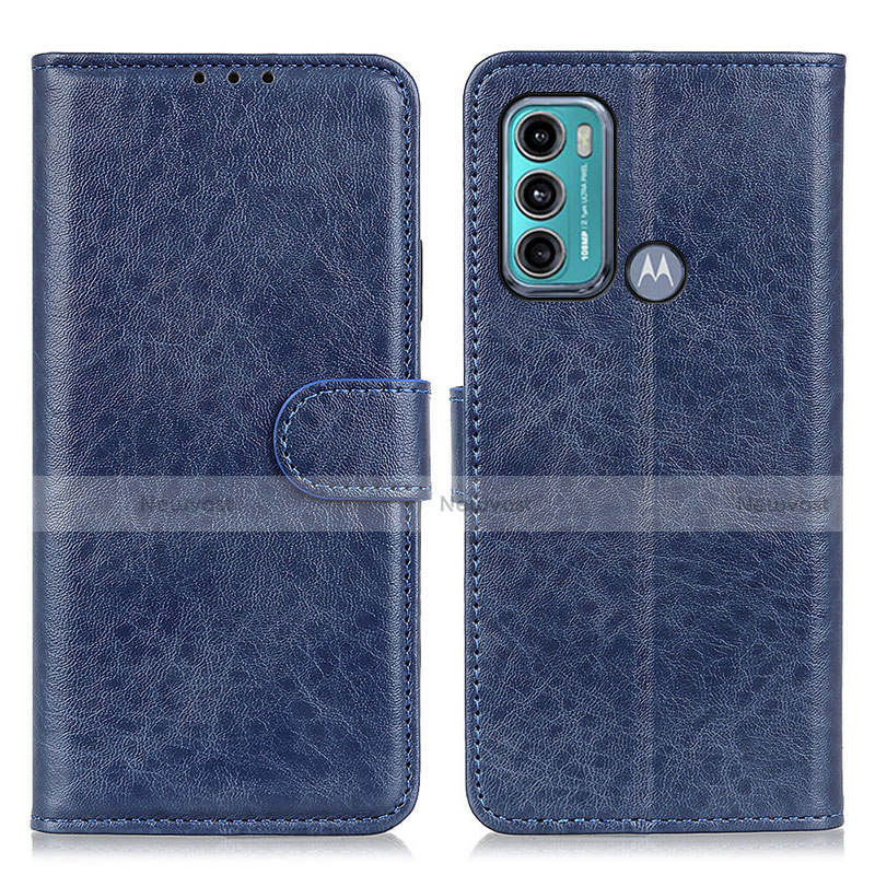 Leather Case Stands Flip Cover Holder A04D for Motorola Moto G40 Fusion Blue