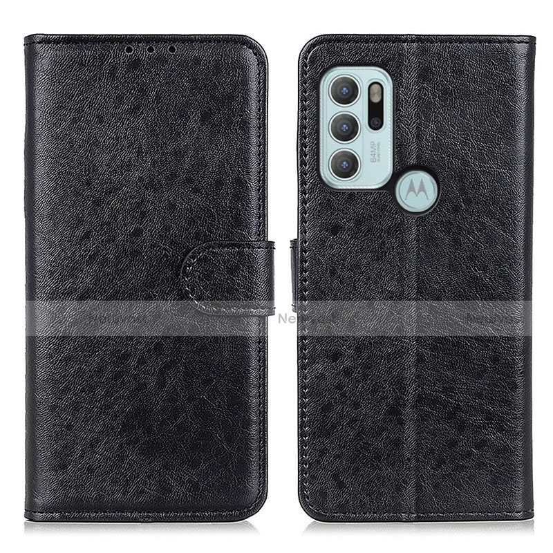 Leather Case Stands Flip Cover Holder A04D for Motorola Moto G60s Black