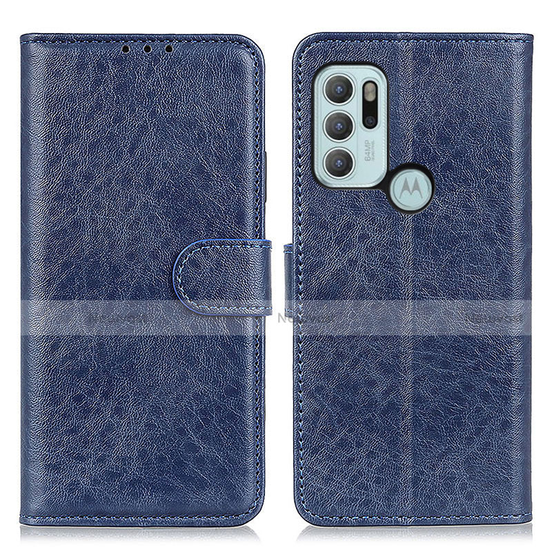 Leather Case Stands Flip Cover Holder A04D for Motorola Moto G60s Blue