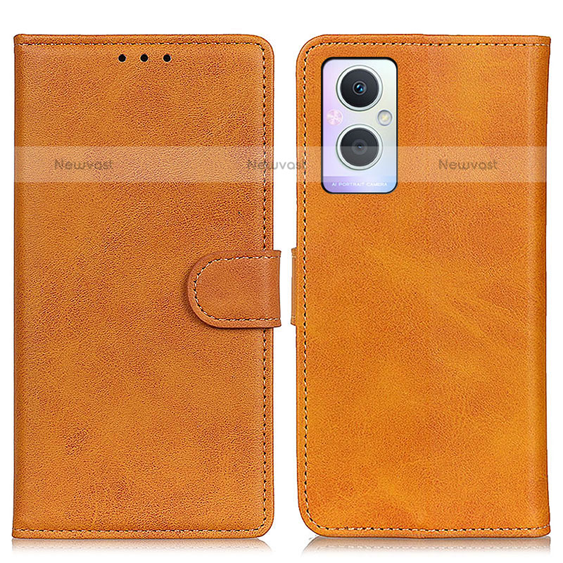Leather Case Stands Flip Cover Holder A04D for OnePlus Nord N20 5G Brown