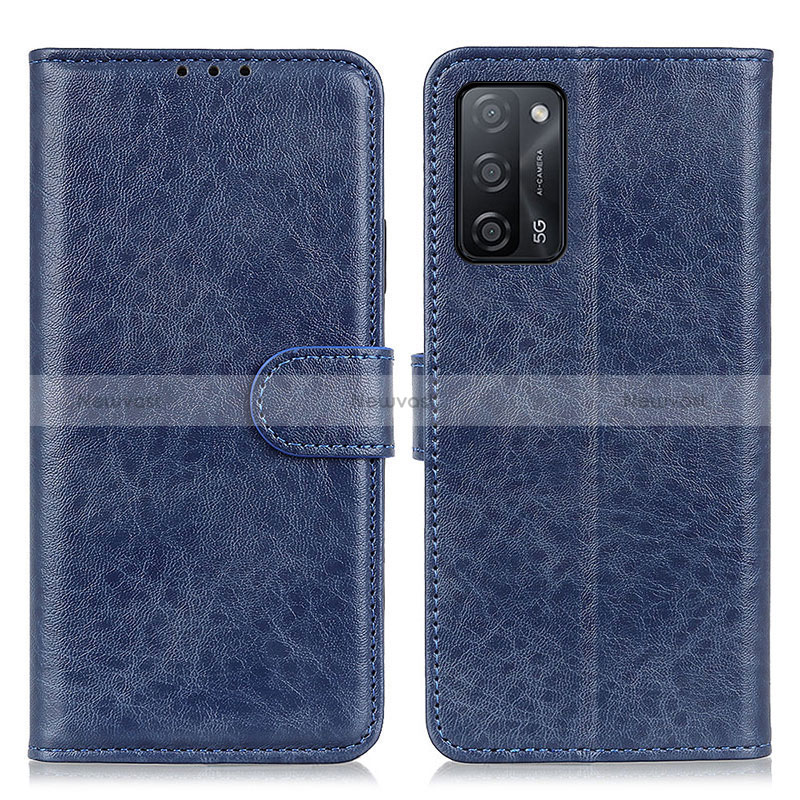 Leather Case Stands Flip Cover Holder A04D for Oppo A56 5G Blue