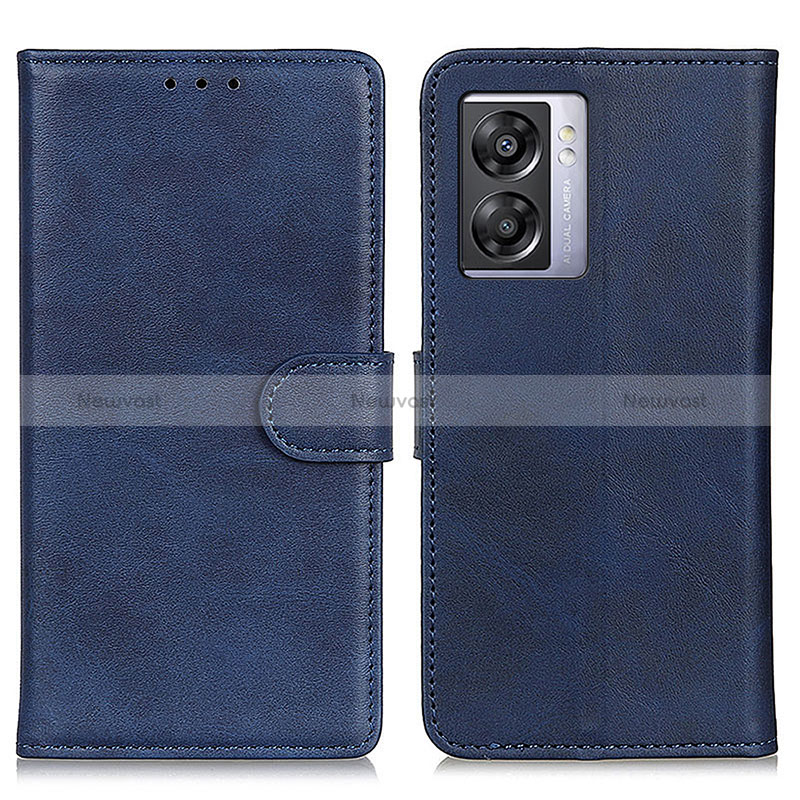 Leather Case Stands Flip Cover Holder A04D for Oppo A56S 5G Blue