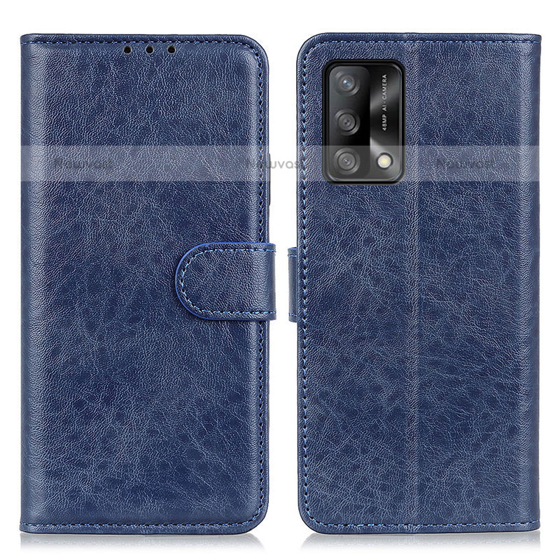 Leather Case Stands Flip Cover Holder A04D for Oppo A74 4G Blue