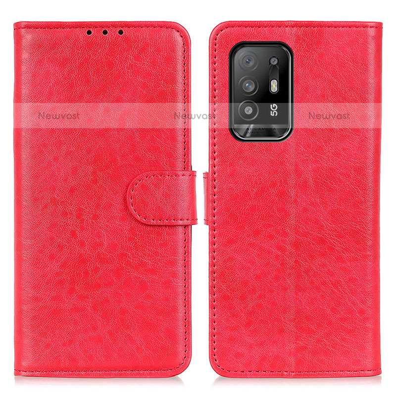 Leather Case Stands Flip Cover Holder A04D for Oppo A94 5G Red