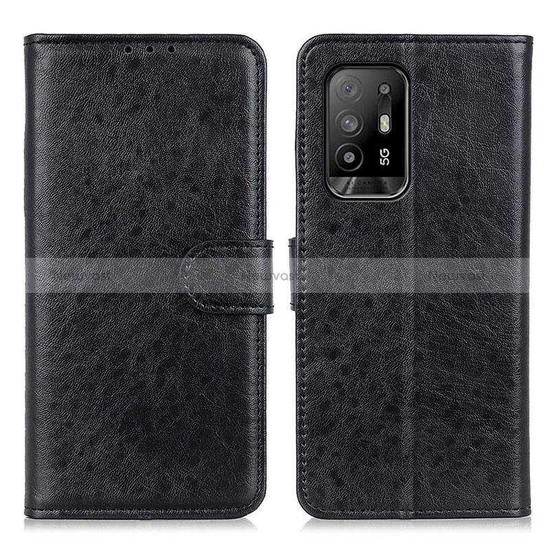 Leather Case Stands Flip Cover Holder A04D for Oppo Reno5 Z 5G Black