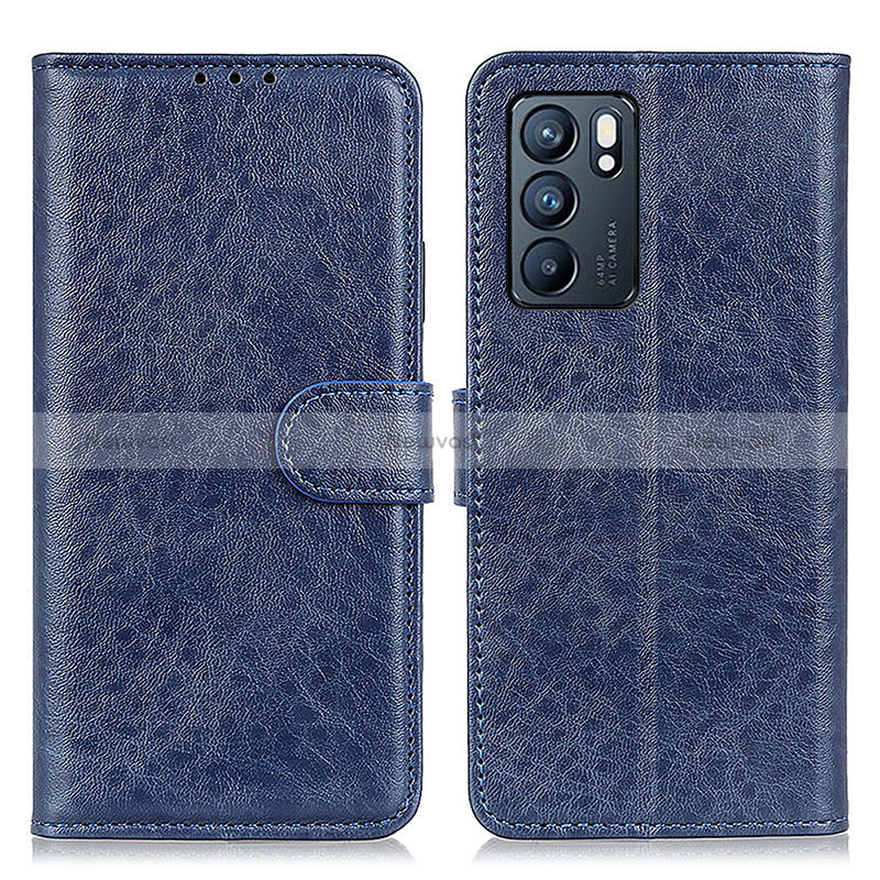 Leather Case Stands Flip Cover Holder A04D for Oppo Reno6 5G Blue