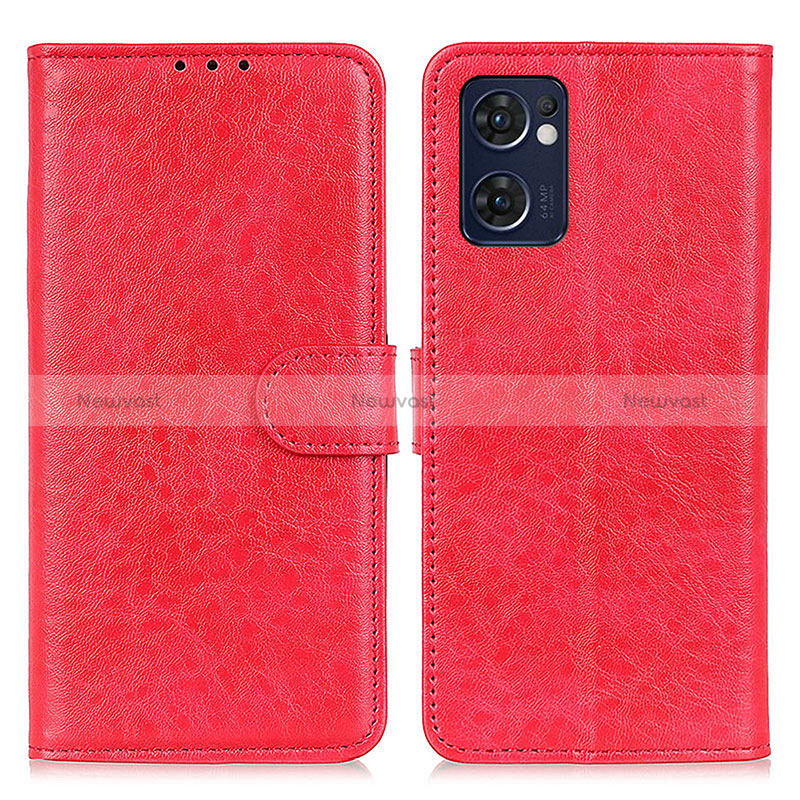 Leather Case Stands Flip Cover Holder A04D for Oppo Reno7 5G Red