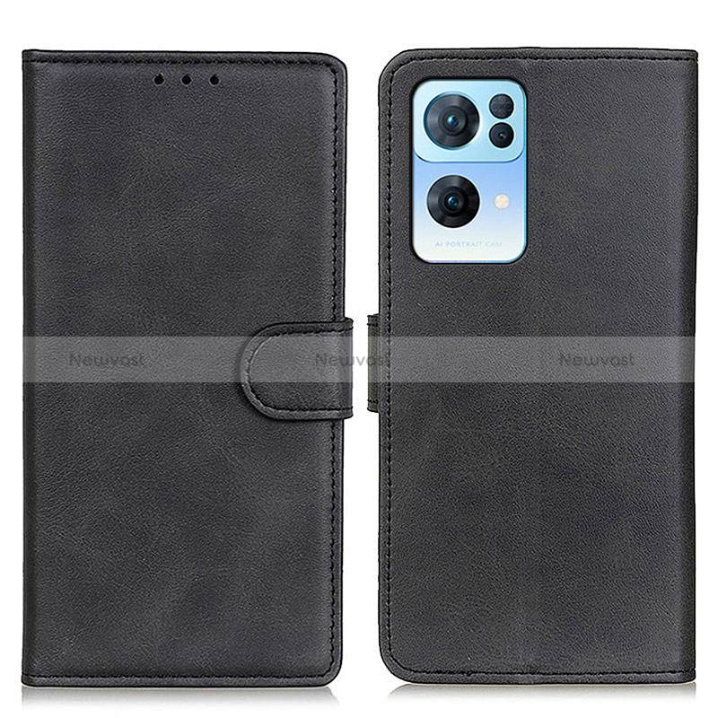 Leather Case Stands Flip Cover Holder A04D for Oppo Reno7 Pro 5G Black