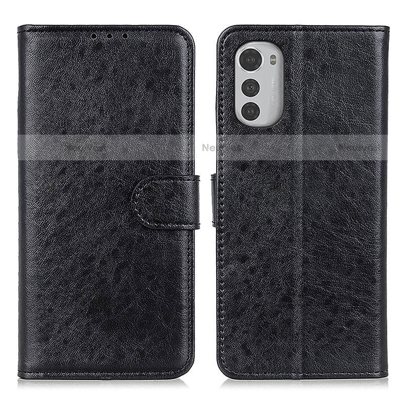 Leather Case Stands Flip Cover Holder A05D for Motorola Moto E32 Black