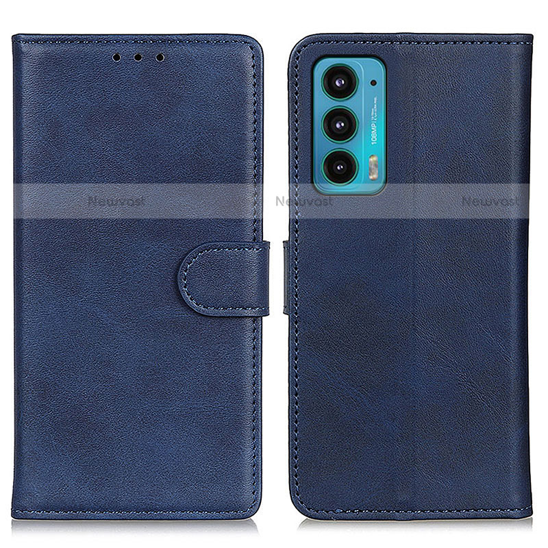 Leather Case Stands Flip Cover Holder A05D for Motorola Moto Edge 20 5G Blue