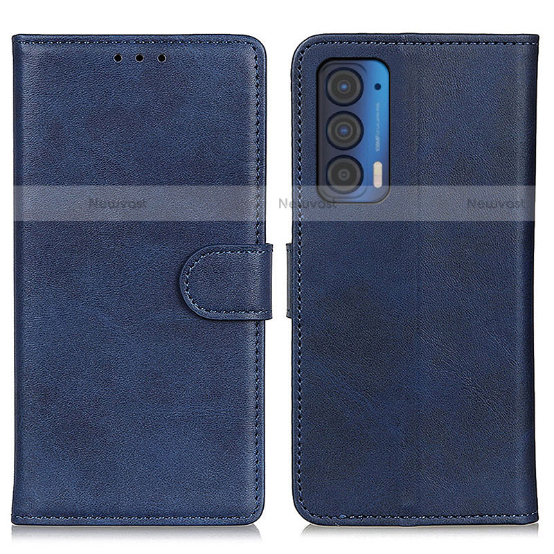 Leather Case Stands Flip Cover Holder A05D for Motorola Moto Edge (2021) 5G Blue