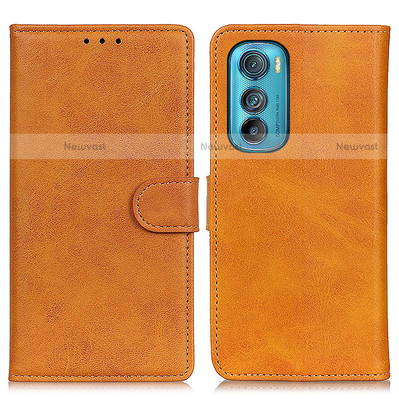 Leather Case Stands Flip Cover Holder A05D for Motorola Moto Edge 30 5G Brown