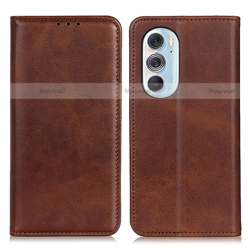 Leather Case Stands Flip Cover Holder A05D for Motorola Moto Edge 30 Pro 5G Brown