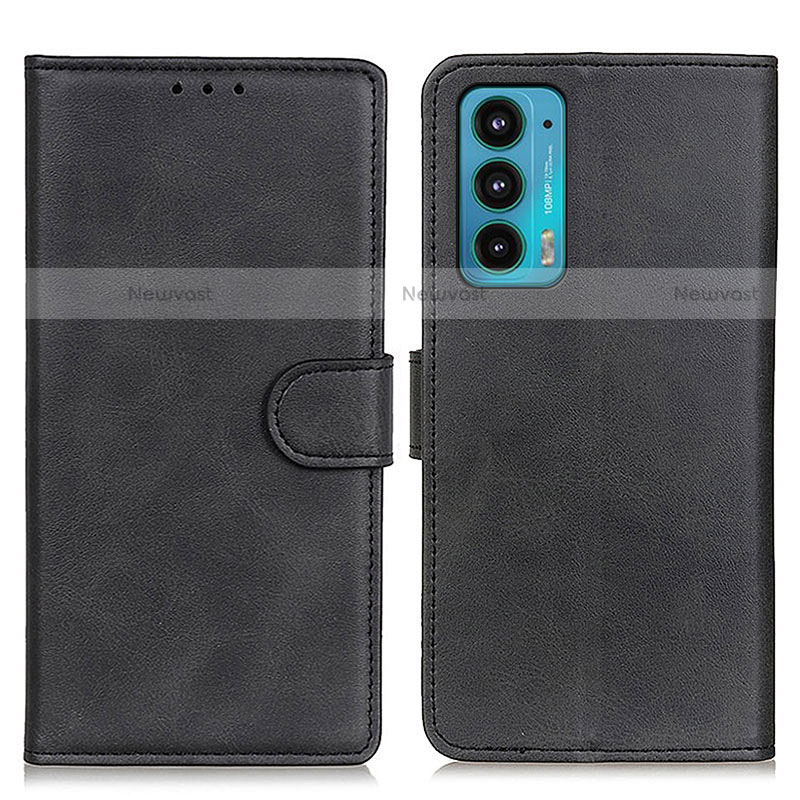 Leather Case Stands Flip Cover Holder A05D for Motorola Moto Edge Lite 5G Black