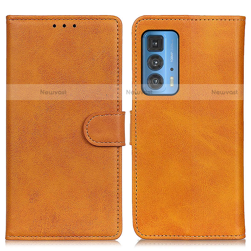 Leather Case Stands Flip Cover Holder A05D for Motorola Moto Edge S Pro 5G Brown