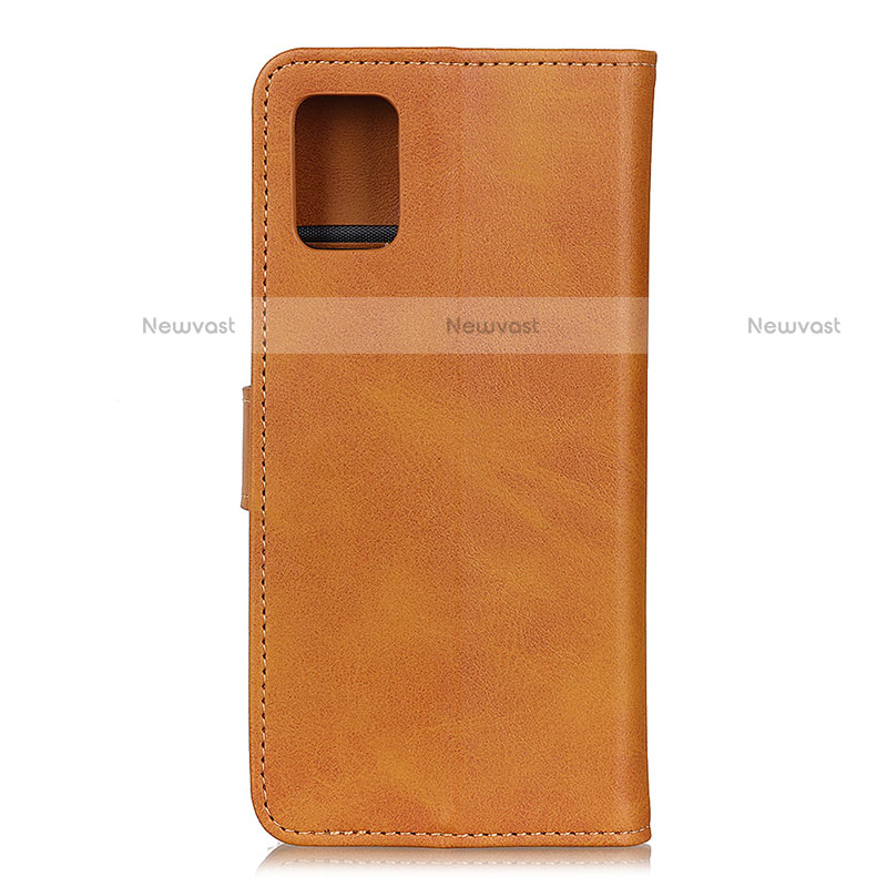 Leather Case Stands Flip Cover Holder A05D for Motorola Moto G100 5G Brown