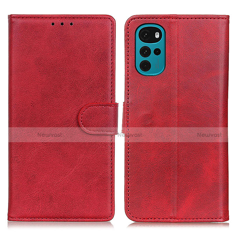 Leather Case Stands Flip Cover Holder A05D for Motorola Moto G22 Red