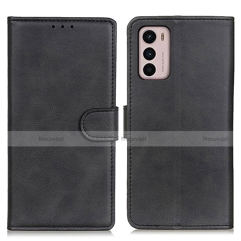Leather Case Stands Flip Cover Holder A05D for Motorola Moto G42 Black