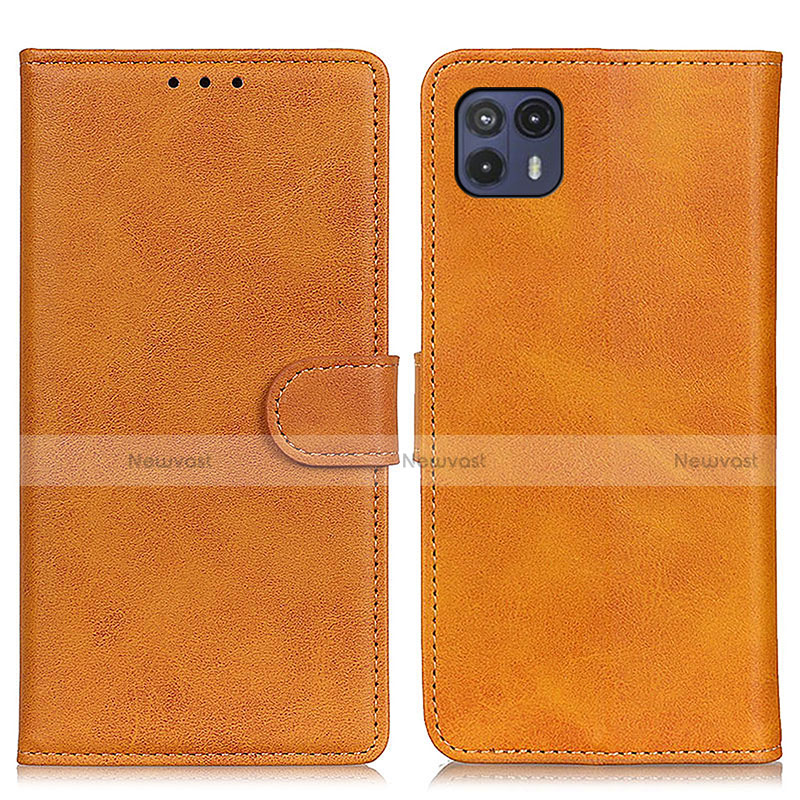 Leather Case Stands Flip Cover Holder A05D for Motorola Moto G50 5G Brown