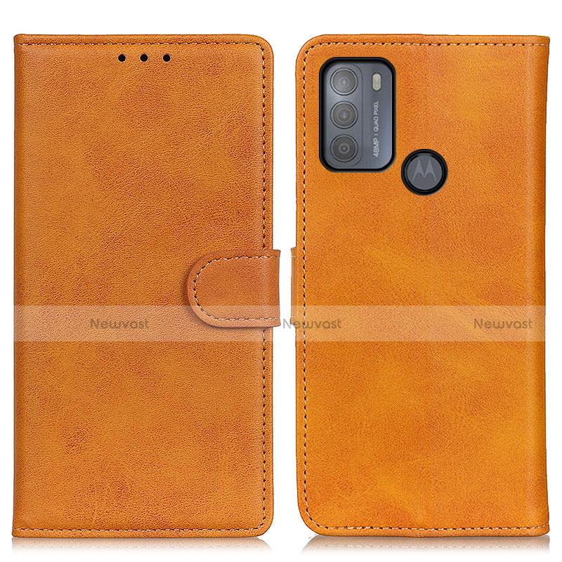 Leather Case Stands Flip Cover Holder A05D for Motorola Moto G50 Brown