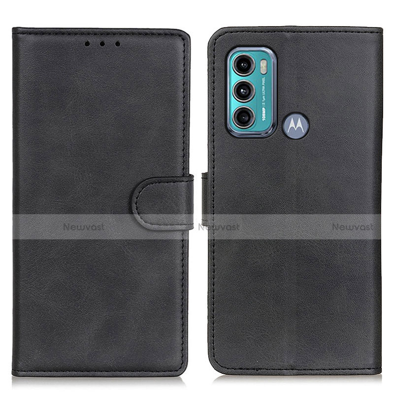 Leather Case Stands Flip Cover Holder A05D for Motorola Moto G60 Black