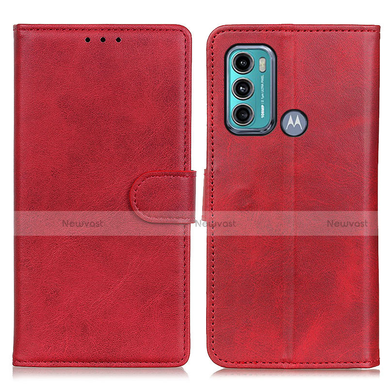 Leather Case Stands Flip Cover Holder A05D for Motorola Moto G60 Red
