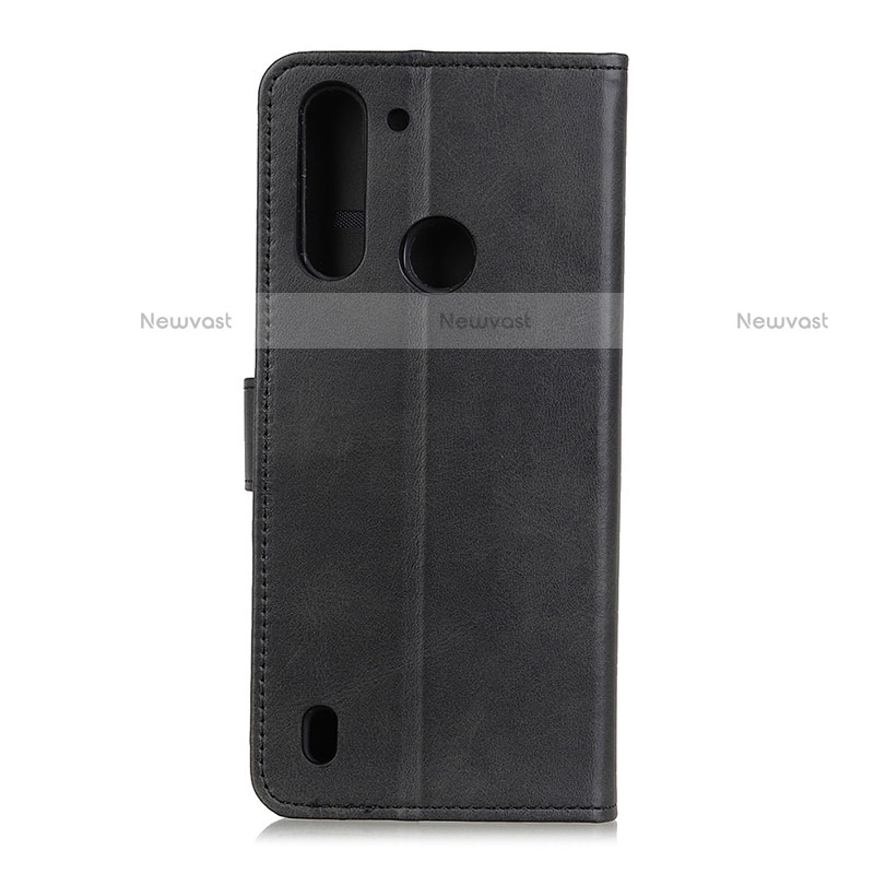 Leather Case Stands Flip Cover Holder A05D for Motorola Moto One Fusion Black
