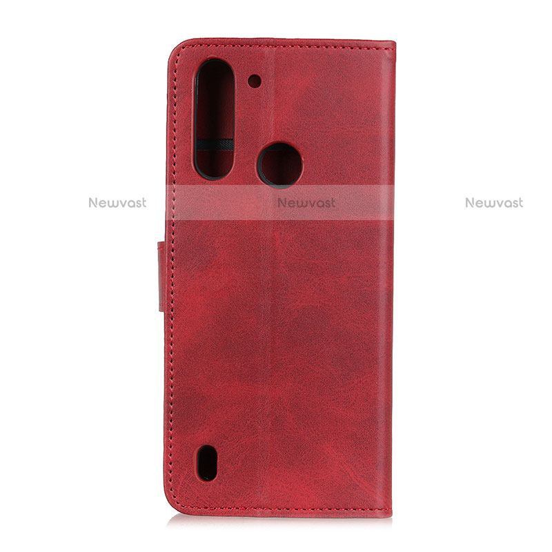 Leather Case Stands Flip Cover Holder A05D for Motorola Moto One Fusion Red