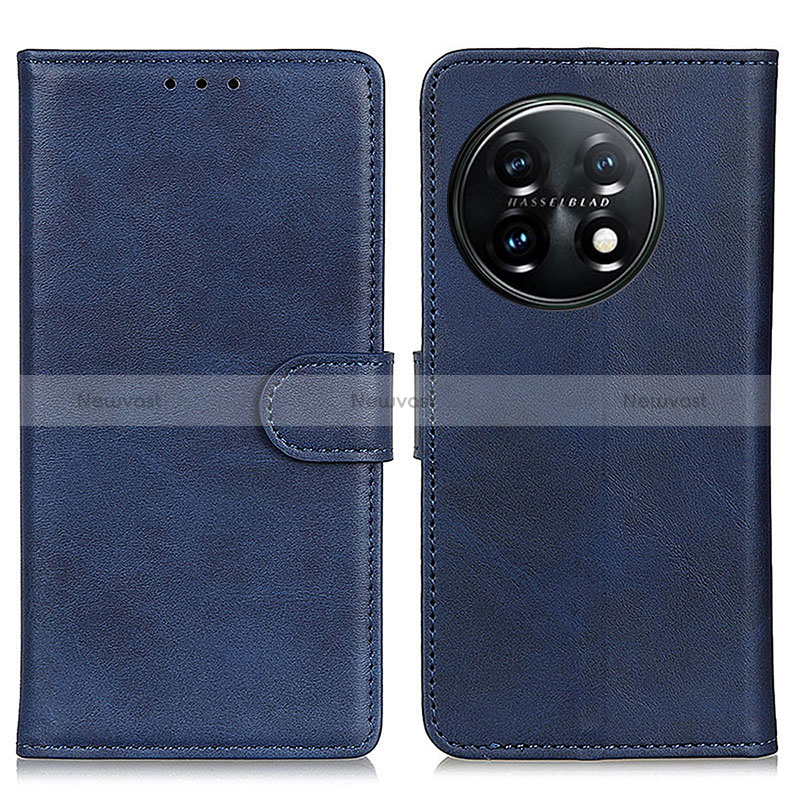 Leather Case Stands Flip Cover Holder A05D for OnePlus 11 5G Blue