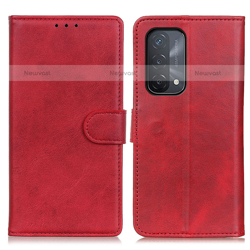 Leather Case Stands Flip Cover Holder A05D for OnePlus Nord N200 5G Red