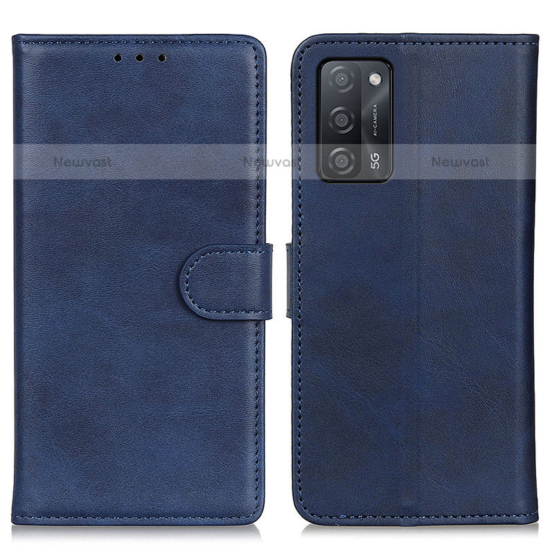 Leather Case Stands Flip Cover Holder A05D for Oppo A55 5G Blue