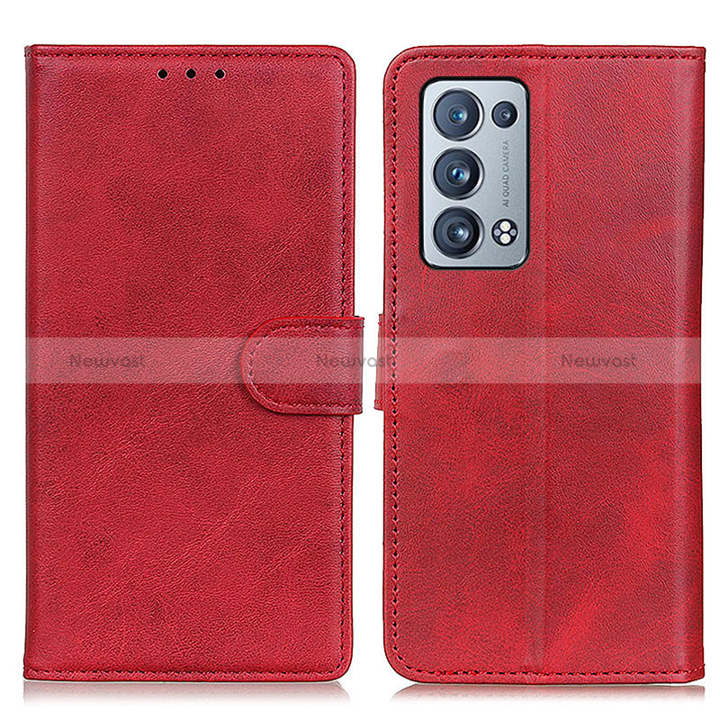 Leather Case Stands Flip Cover Holder A05D for Oppo Reno6 Pro 5G Red