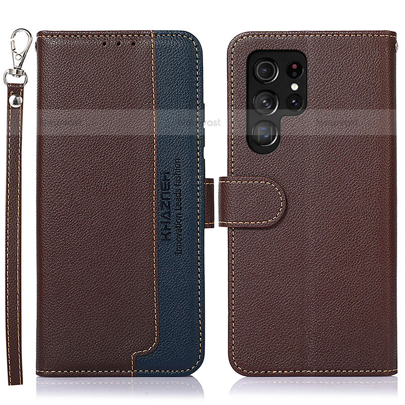 Leather Case Stands Flip Cover Holder A05D for Samsung Galaxy S21 Ultra 5G