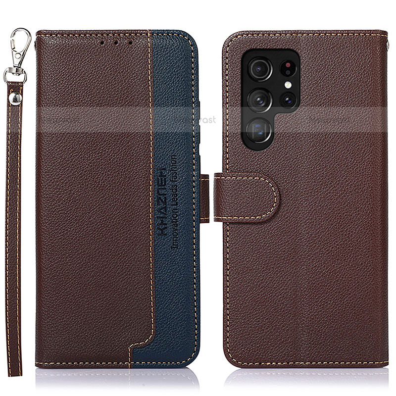 Leather Case Stands Flip Cover Holder A05D for Samsung Galaxy S22 Ultra 5G