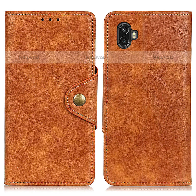 Leather Case Stands Flip Cover Holder A05D for Samsung Galaxy Xcover Pro 2 5G Brown