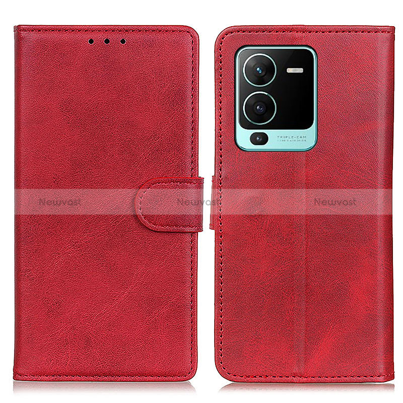 Leather Case Stands Flip Cover Holder A05D for Vivo V25 Pro 5G Red