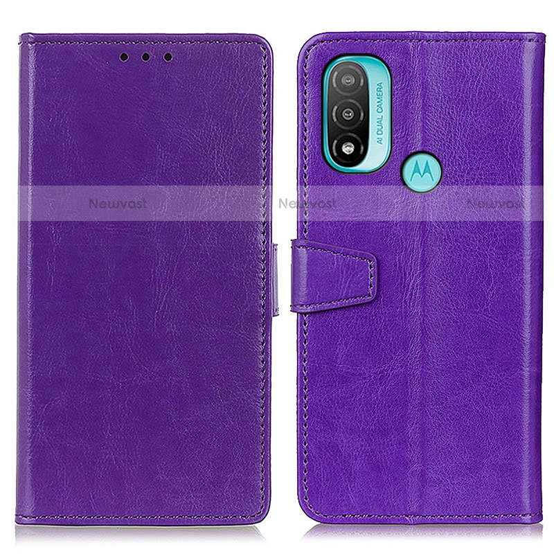 Leather Case Stands Flip Cover Holder A06D for Motorola Moto E40 Purple